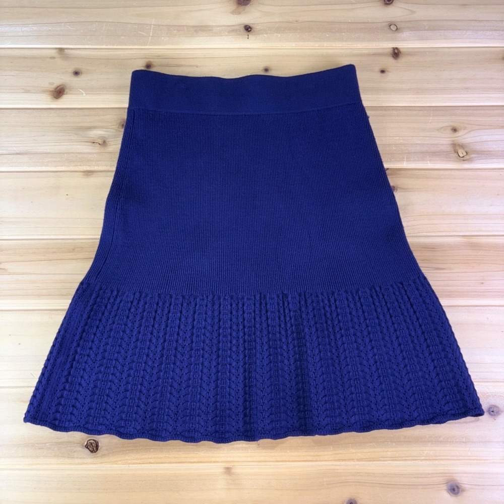 NEW Sundays Skirt Womens XS Navy Blue Leona Knit Sweater Trumpet Skirt